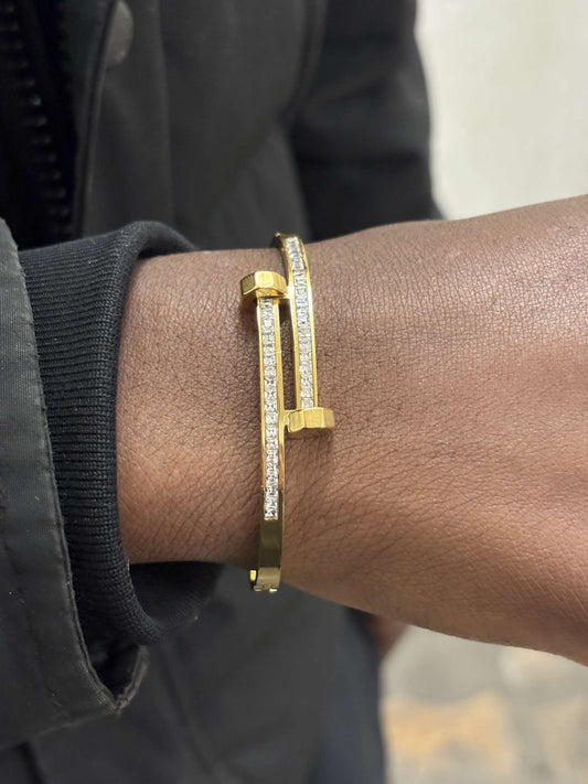 SPIJKER ARMBAND DIAMANTEN - GOUD
