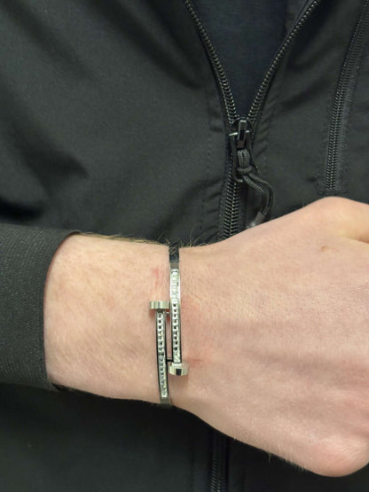 SPIJKERARMBAND DIAMANTEN - SILVER