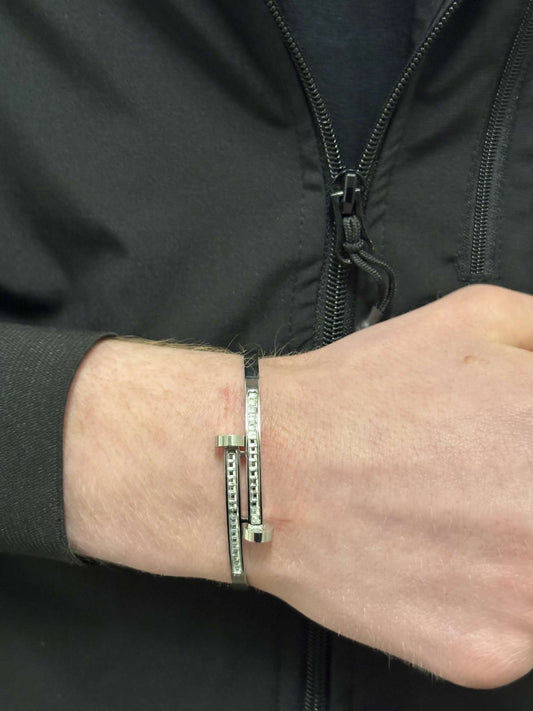 SPIJKERARMBAND DIAMANTEN - SILVER